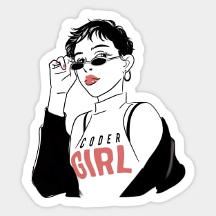 IT Shirt Coder Girl Sticker